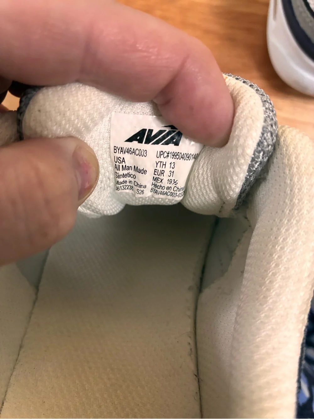 Avia White, Gray & Navy Kids Athletic Sneakers